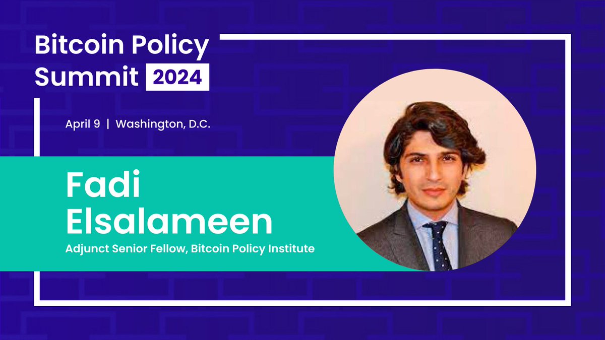 📢 Speaker Announcement 📢 Fadi Elsalameen (@Elsalameen) Fadi is an Adjust  Senior Fellow here at BPI. He is joining us at the second annual Bitcoin  Policy Summit to discuss human rights &