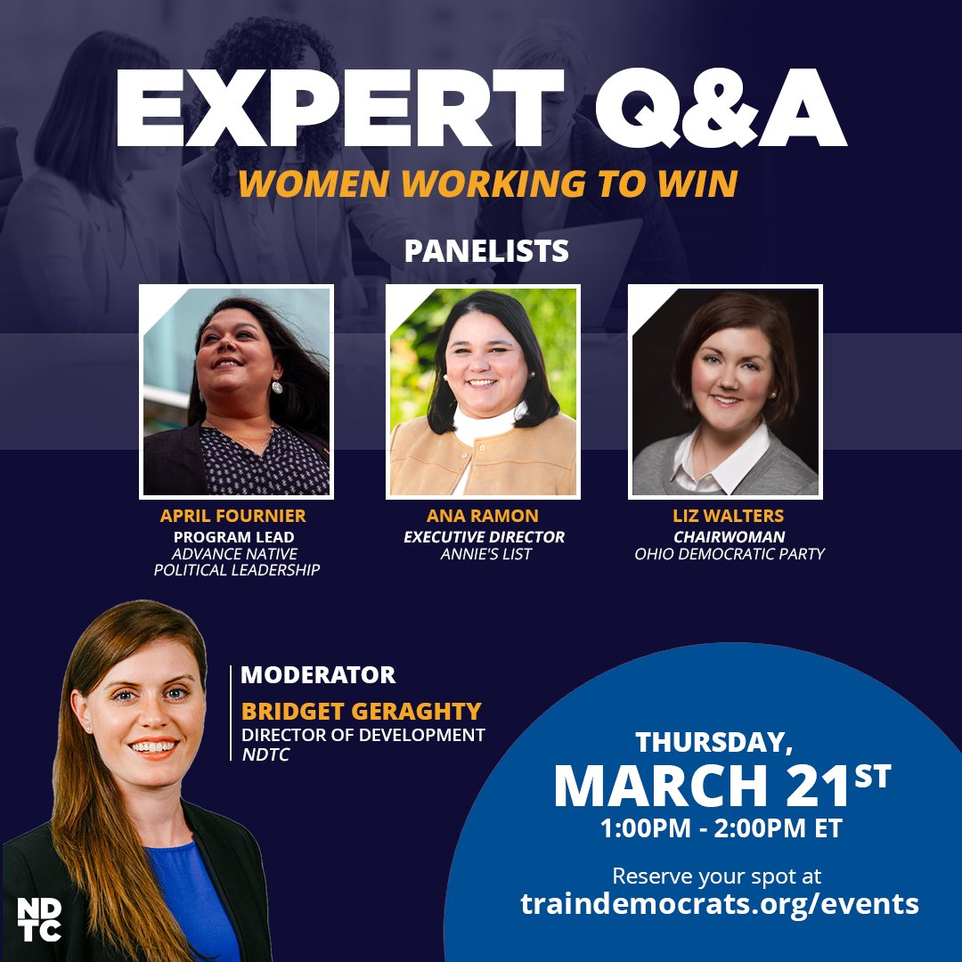 Women deserve better access to the networks and insider expertise to step up and inspire change in their communities.

So we’re bringing you experts @PortlandFor, @Ana_Ramon89, and @lizmwalters for our Expert Q&A to share their own experiences.

RSVP: ndtc.me/48hKhCs