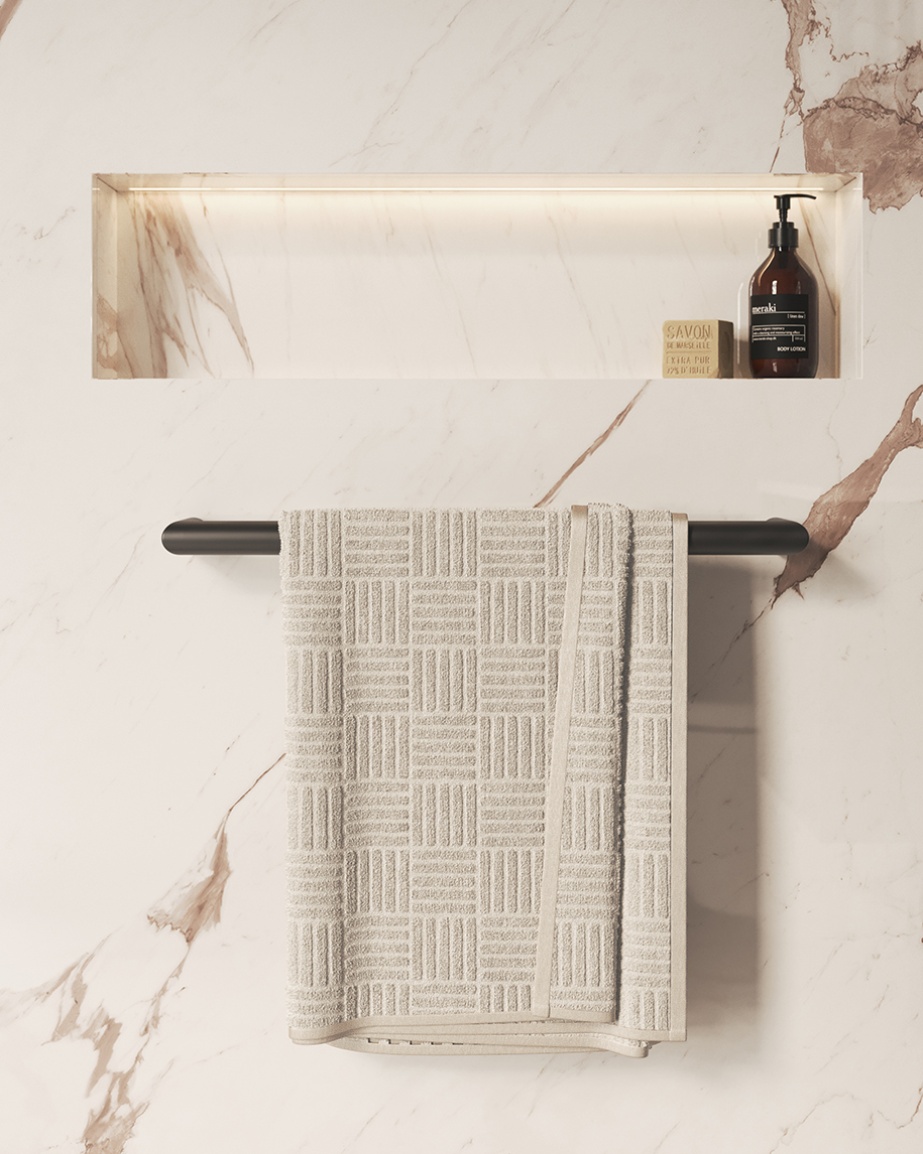 Luxury towel rails effortlessly complement the gleaming brilliance of our brassware finishes. Double up for convenience, or keep it minimal. #saneux #bathroomforlife