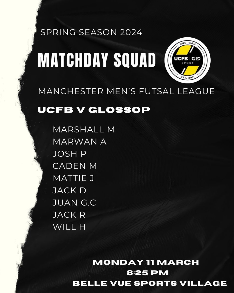 UCFBfutsal's tweet photo. Our match day squad for tonight’s game against Glossop https://t.co/G1WzKW2wbQ