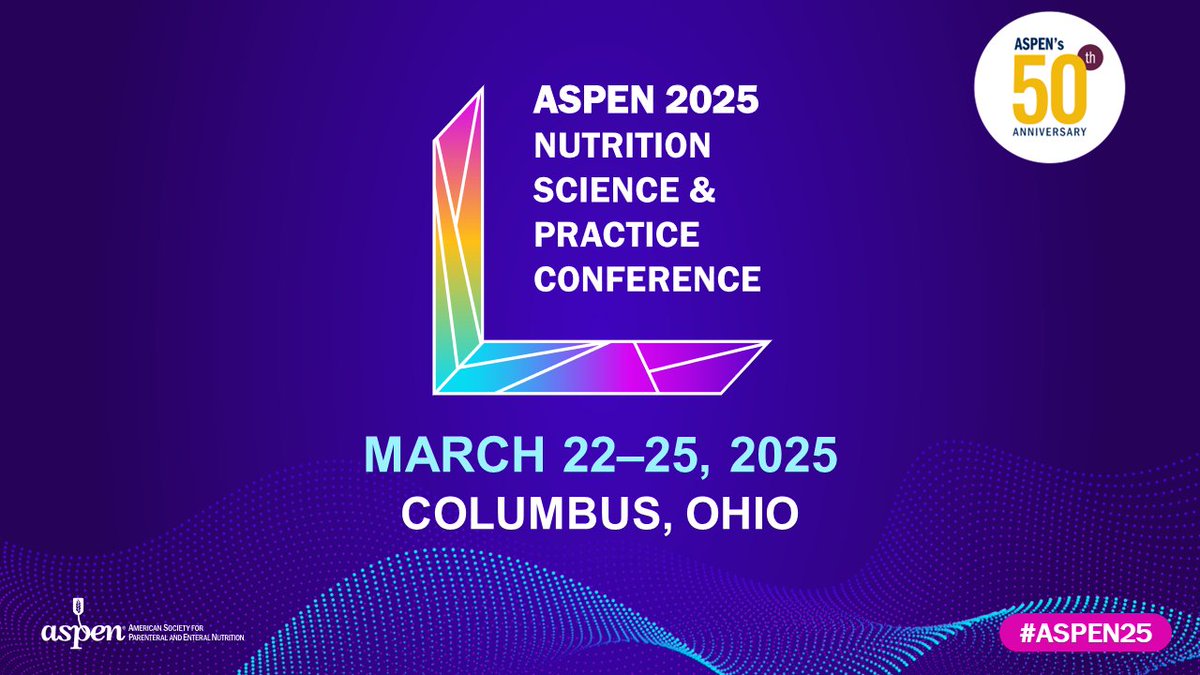 ASPEN_nutrition's tweet photo. Save the Date: We're heading to Columbus, Ohio for #ASPEN25 where we'll be celebrating our 50th anniversary! Mark your calendars for March 22-25, 2025, and help us prepare by contributing an important milestone to our history archives: https://t.co/StDfmmbYZN. #ASPEN25 https://t.co/O3VD5nlnP2