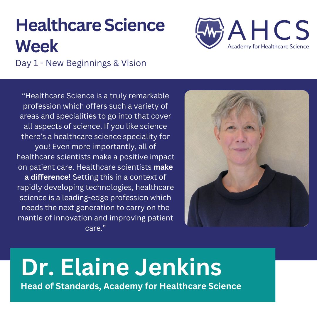 To complete Day 1 of #HealthcareScienceWeek, we have a quote from our Head of Standards, Dr. Elaine Jenkins! Stay tuned for more throughout the week, tomorrow we will be focussing on Trainees, Training and Motivation! See all of todays content here 👇 buff.ly/3VcBJKl