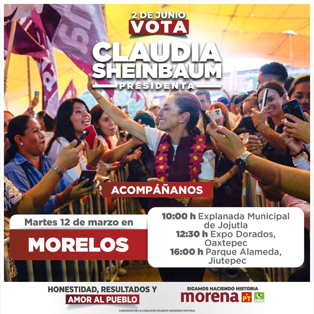 Porlaprimeraplp's tweet photo. ¡Acompáñanos mañana!
Te compartimos los horarios de conferencias en Morelos que ofrecerá la Dra. @Claudiashein el martes 12 de marzo.

#PorLaPrimera #JovenesConClaudia https://t.co/HfeZoTof6U