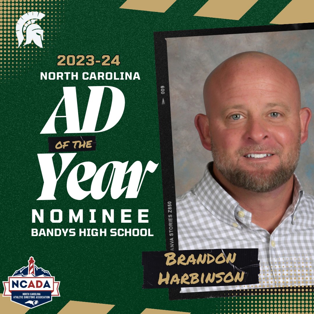 Congratulations to Mr. Brandon Harbinson, Bandys High School Athletic Director, for being nominated for the North Carolina Athletic Director Association (NCADA) AD of the Year Award! Thanks so much for your hard work and dedication to the BHS Athletic Department!