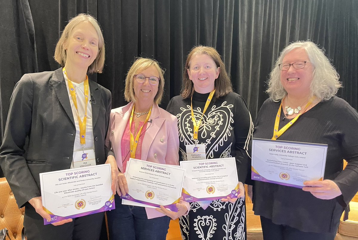 ”Highest scoring abstracts from research and service provision” Proud to be the co-chair for this session together with @yagobundgaard - The 2nd European Life After Stroke Forum, Dublin 2024. Congratulations to these amazing women! 🎉 Thank you for sharing #lifeafterstroke