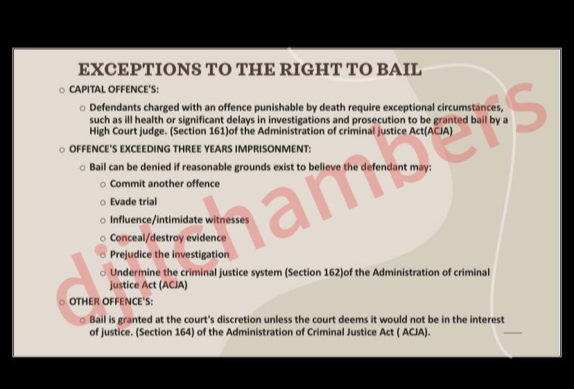 MpeziHI's tweet photo. Exceptions to the right to bail
#law
#nigerianlegalsystem
#criminallaw
#administrationofcriminaljusticeact
#ACJA
#rightsofadefendant
#accesstojustice
#legalrepresentation https://t.co/aOuAUagbZJ