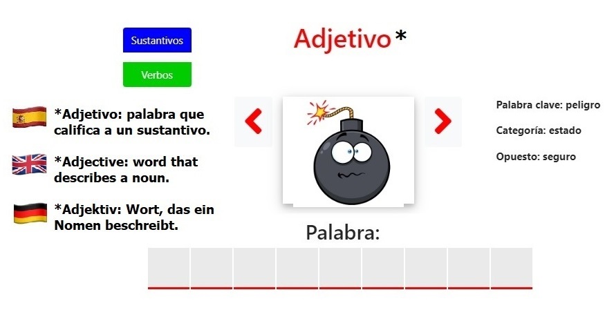 🇬🇧*Hidden word / Nine-letter adjective - Keyword: danger - Category: condition - Opposite: safe / The answer: bit.ly/3AV70Hu Here many other words to practice: bit.ly/3O3cmo9 Have fun! 
#spanish #spanishvocabulary #hiddenword #GuessTheWord #guessthewordgame