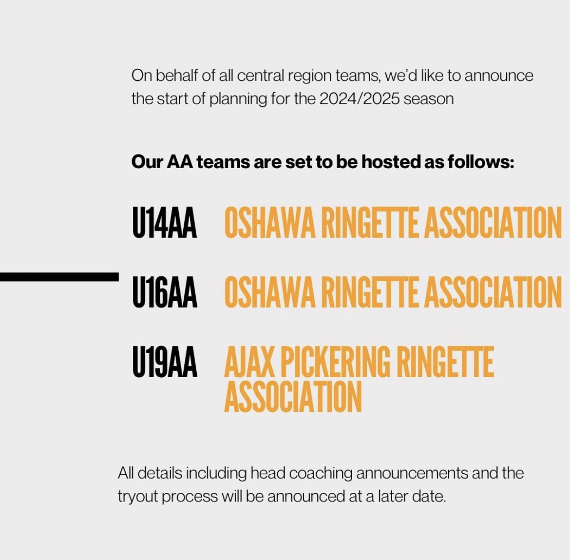 Oshawa is proud to announce the following team allocations for next season. ⚠️All athletes interested in trying out for AA teams must visit oshawaringette.ca to read important information ⚠️  Excited for the 2024/2025 season 😀  #Oshawaringette
