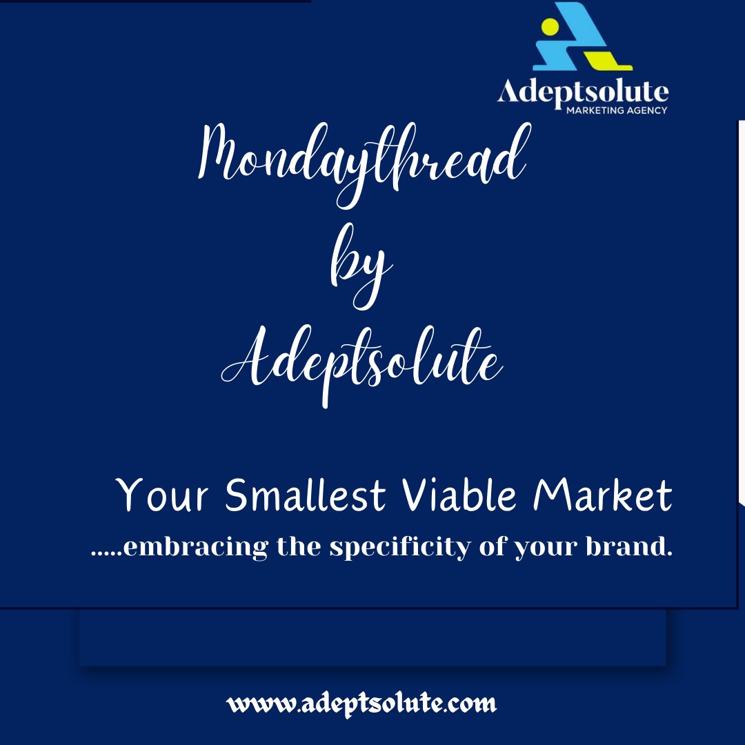 #Mondathreadbyadeptsolute 

1/8

In a world where competition is fierce, attention span is short.

Uniqueness is key. 

Enter specificity: your smallest viable market. Let's explore how this concept can transform your business. 
#BrandSuccess #MarketingStrategy 
#targetaudience