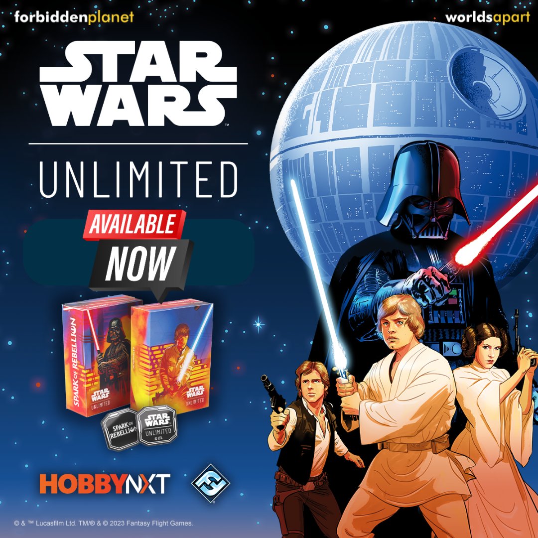 🚀 Star Wars Unlimited now available from Forbidden Planet International and Worlds Apart stores! Pop into store or take advantage of our home delivery service! #starwarsunlimited #ccg #starwars