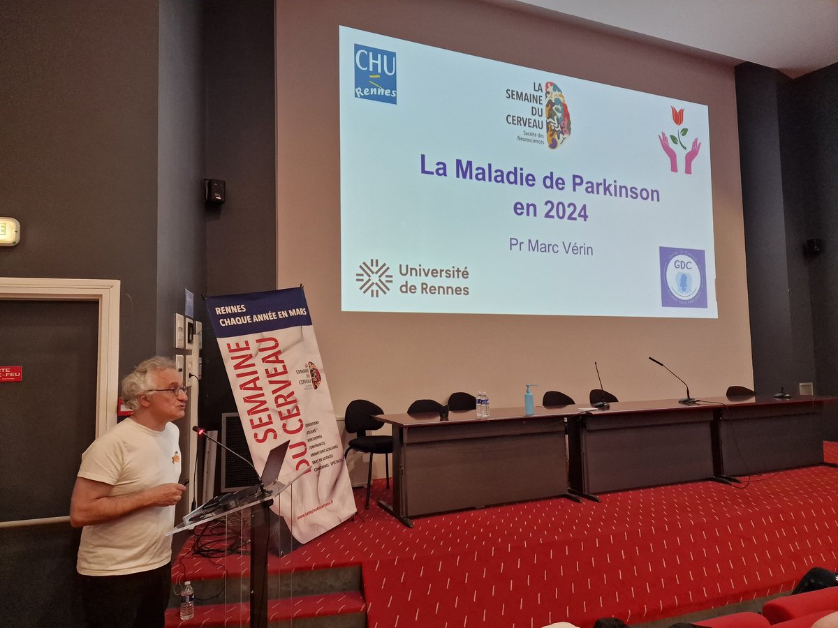 SemCerveau35's tweet photo. Début de notre conférence inaugurale sur la maladie de #Parkinson avec les interventions du Prof. Vérin et de Ghislain Couplet. https://t.co/MstMqsjmRd