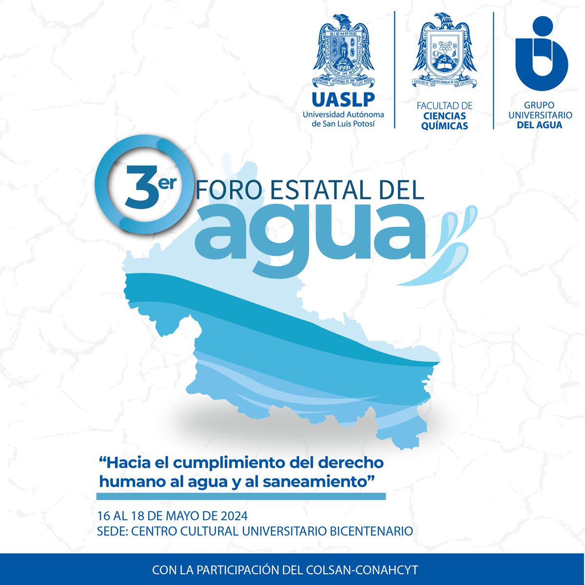 COPOCYT's tweet photo. 3er Foro Estatal del Agua del 16 al 18de mayo.
Organizado por la @LaUASLP a través de @fcq_uaslp  y el Grupo Universitario del Agua UASLP con la participación de @el_colsan en el @CC200UASLP. Contáctalos en foroagua@cq.uaslp.mx.
Realiza tu registro:
https://t.co/LEUQYxUZor https://t.co/hO28hQZGNb