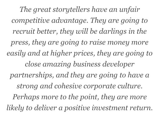 this is great. from @bgurley on the importance of storytelling.