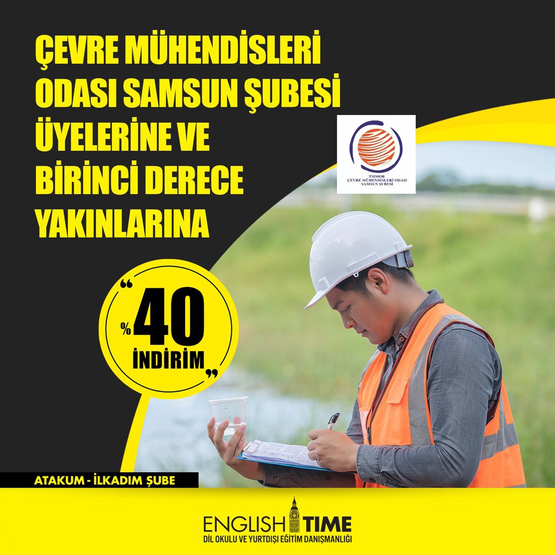@englishtimesamsun ‘dan ÇMO Samsun Şube üyelerine ve birinci derece yakınlarına %40 indirim!
