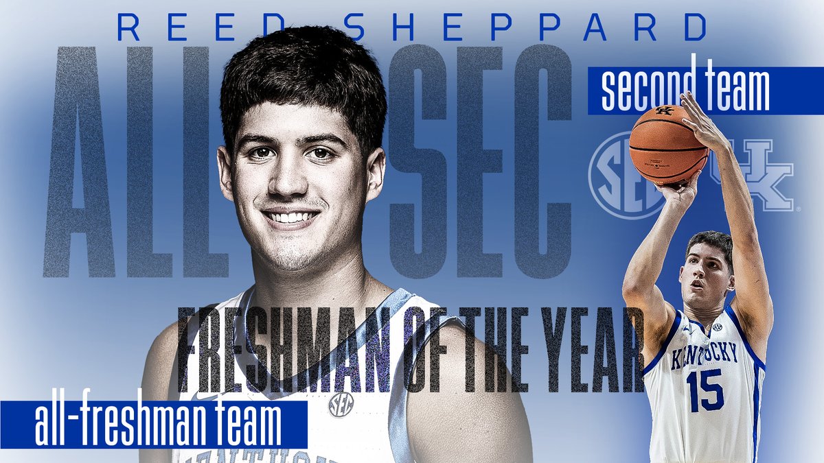 KentuckyMBB's tweet photo. .@SEC Freshman of the Year, Second Team All-SEC and SEC All-Freshman Team: @reed_sheppard 

📰🔗 https://t.co/TeHjCK0K63 https://t.co/1LQwR3OgmT