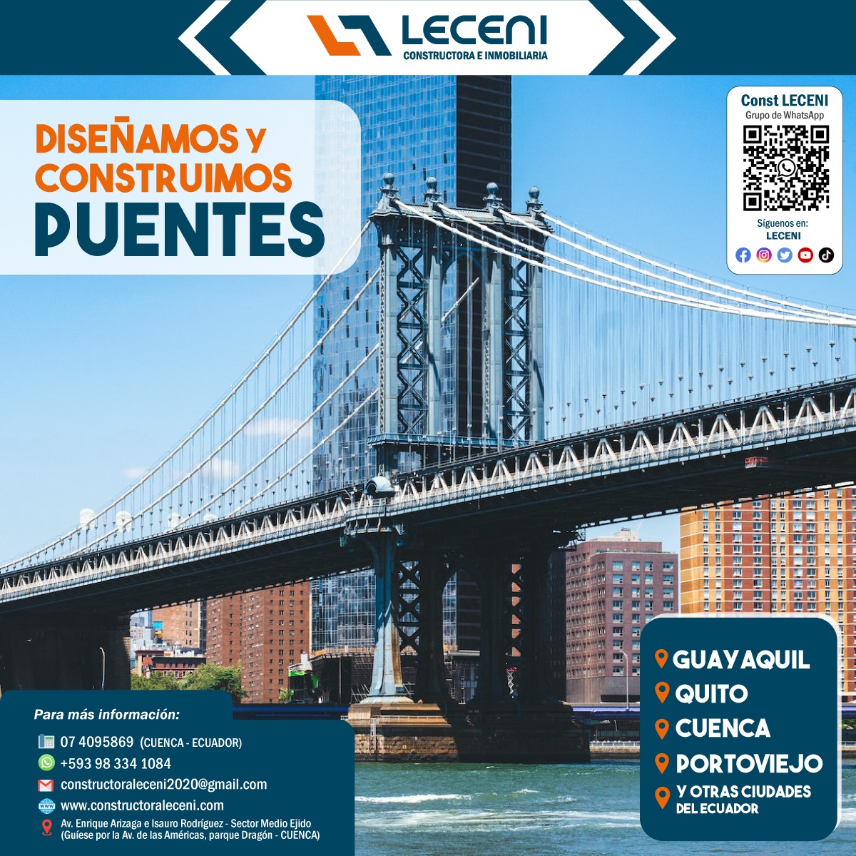 Leceni2022's tweet photo. #ConstructoraLECENI
En el desarrollo de tus proyectos en diseño y construcción de puentes, nuestro equipo de expertos está preparado para brindarte el mejor asesoramiento.
¡Contáctanos ahora!
@MuniRiobamba @gad_m_alausi @GadColta 

Página web:
https://t.co/5FQDRchKmO https://t.co/W2XKMWvrFK