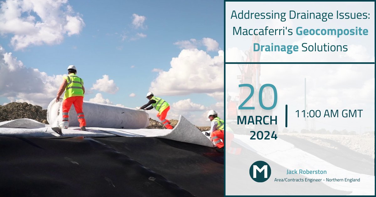 🌊 Don't miss our webinar on tackling drainage issues with Maccaferri's Geocomposite Solutions! Join us for expert insights and solutions. 

Register Here 👉tinyurl.com/2vkrjw4r

#Infrastructure #Drainage #Geocomposite #Webinar 🌐🛠️