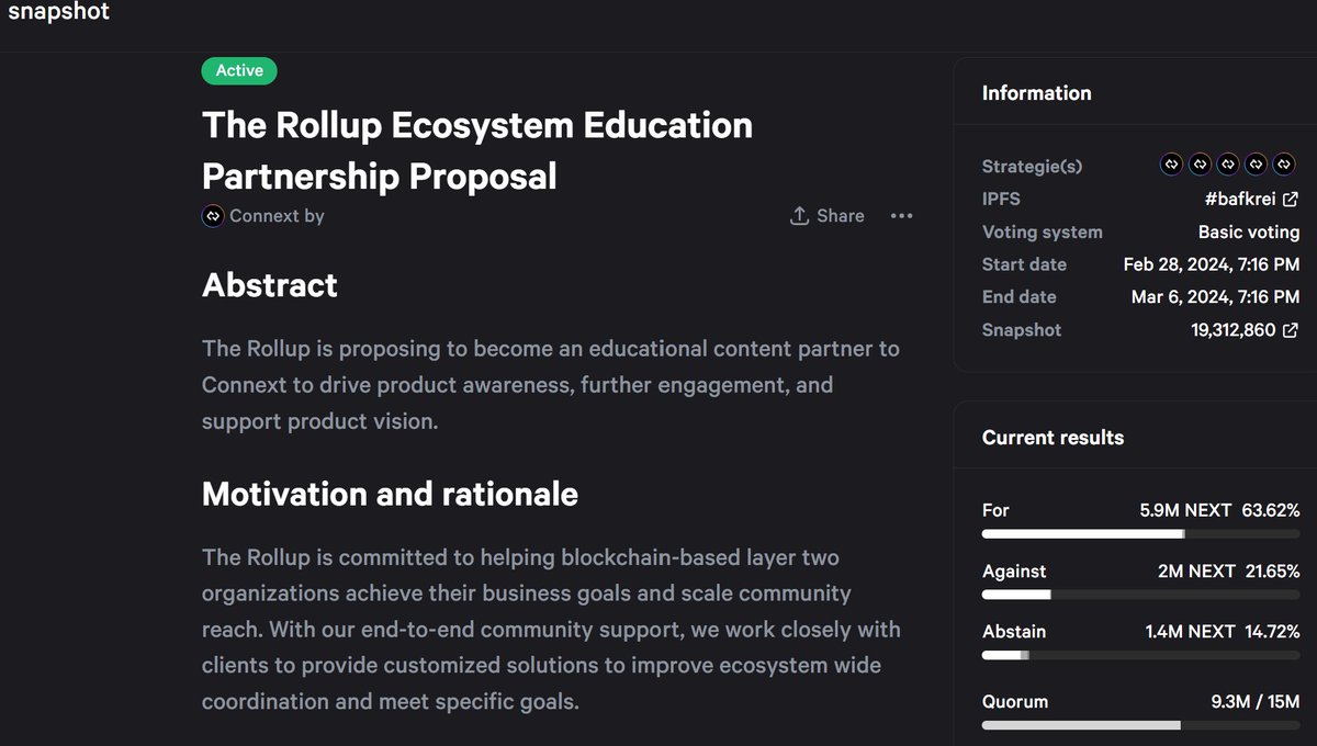 As ITU Blockchain, we have reviewed the new "The Rollup Ecosystem Education Partnership Proposal" from @Connext. 

We examined it in detail and decided to abstain from voting. Let's look at the reasons!🧵👇🏼