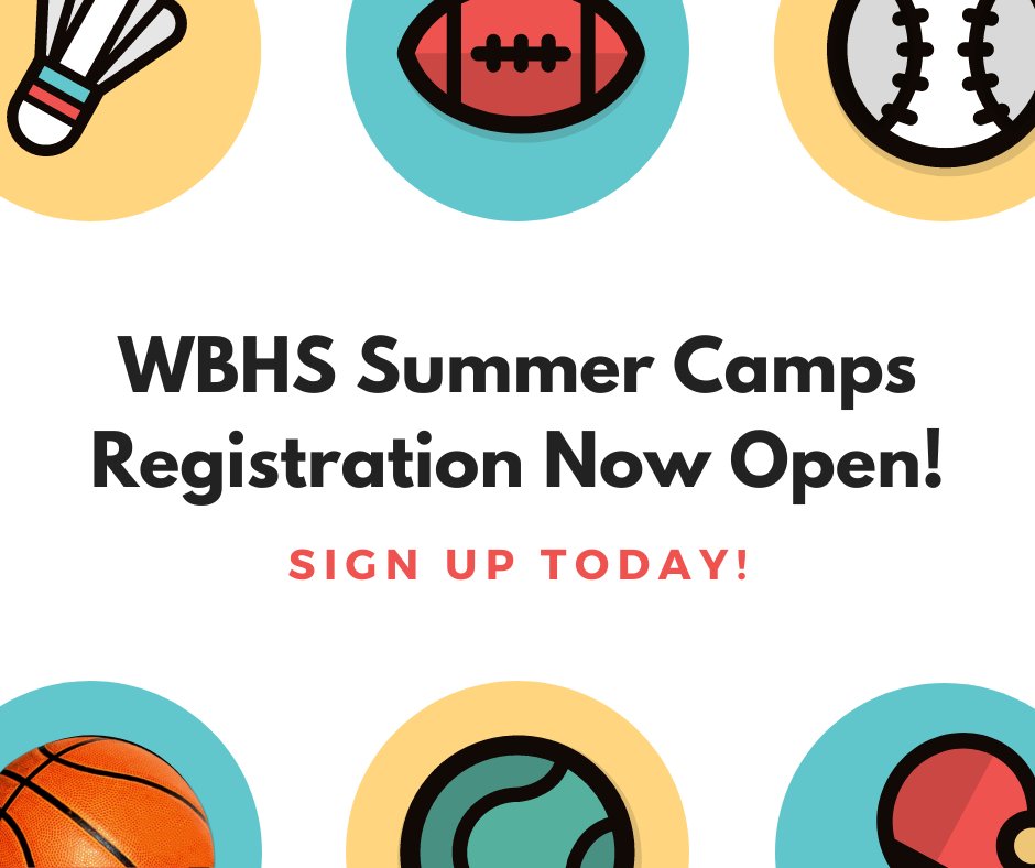 WBHS Summer Camp registration is now open! These camps are a great opportunity for kids to work with the high school coaching staffs and athletes while getting a chance to work on their game at the high school facilities. Don't miss out, sign up today! dupage88.revtrak.net/rw-wbhs-athlet…