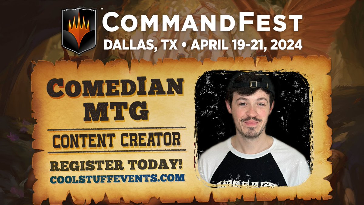 So excited to be a guest at #CommandFestDallas !!!

Come find me and we can sling some spells :D

Coolstuffevents.com has all the details on how to get your tickets today!