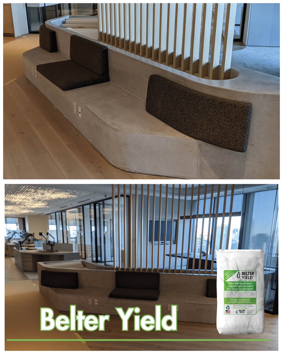 BelterTech's tweet photo. Indulge in comfort on these inviting Belter benches! Belter Yield proved to be both the architect's dream and workers for this project in Hudson Yards NY.#HighStrength #Lightweight #Efficiency #BuildingMaterials #closingthelooptogether #sustainablebuildingsolutions #greenconcrete https://t.co/Wfve5m5g5D