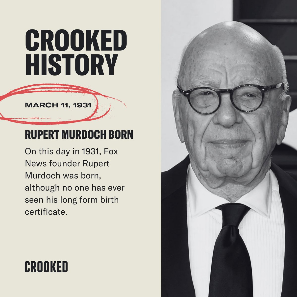 What do you get for the man who has ruined everything?
#CrookedHistory #RupertMurdoch