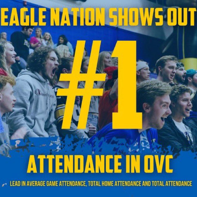 Thank you Eagle Nation for making @msueaglesmbb the number 1 supported team in the OVC - and especially for packing the Ford Center to see your Eagles crowned OVC Tournament champions this week! So excited for everyone to join us at the NCAA Tournament. #SoarHigher