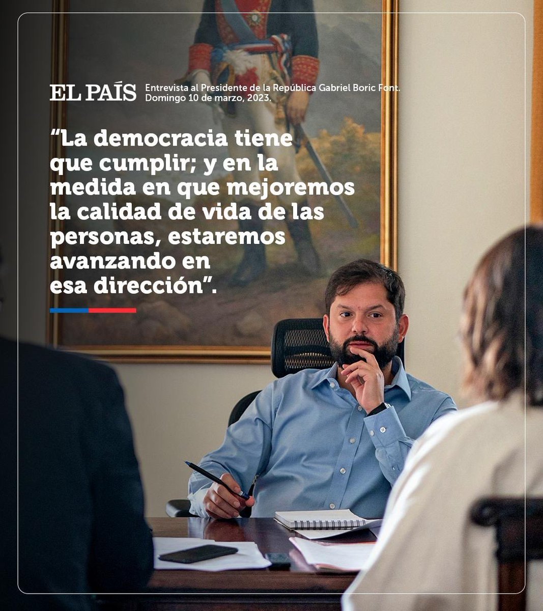 GabrielBoric's tweet photo. Comparto entrevista que me hicieron en @ElPais_Chile. Las y los invito a leerla aquí: https://t.co/GXm7NQv5wY https://t.co/JV1O6uuy5F