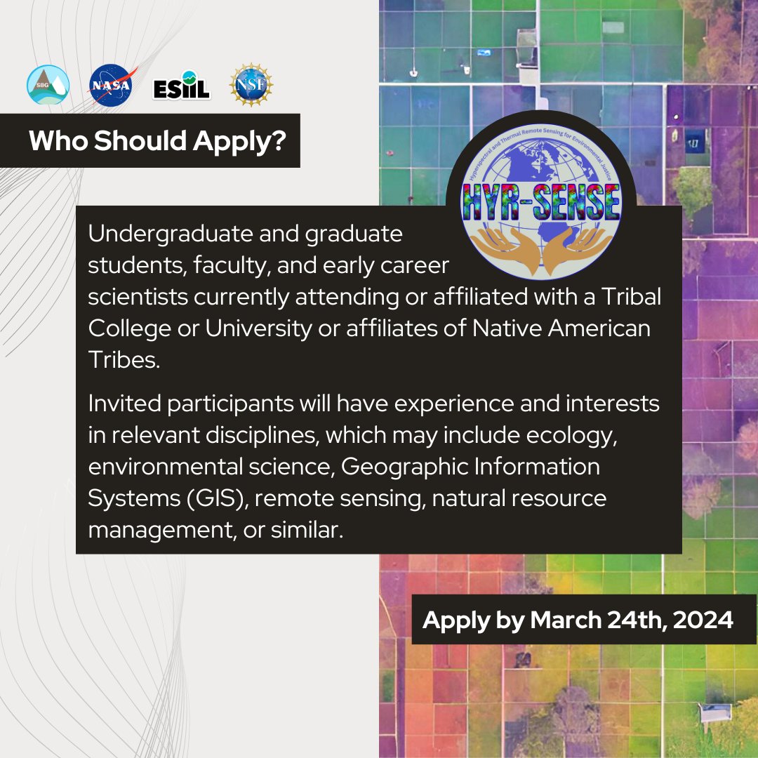 Apply by March 24th to join <a href="/NASA/">NASA</a> and ESIIL this summer for HYR-SENSE. Visit our website to learn more and apply: esiil.org/hyr-sense