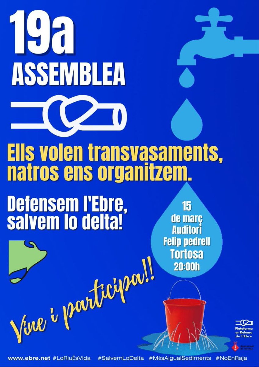 Terres de l'Ebre Recordeu divendres 15 març. Assemblea general