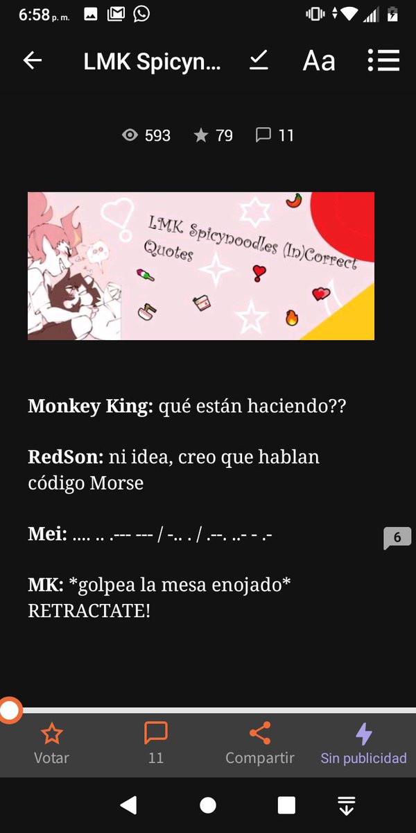 Ms_Nuv_Two's tweet photo. Recomendación de Wattpad de #spicynoodles tiene muchos capítulos muy cortos ☝😌

Mi favorito es la última captura 💓💓💓🥺🥺

#LEGOMonkieKid https://t.co/jv4apwFwU1