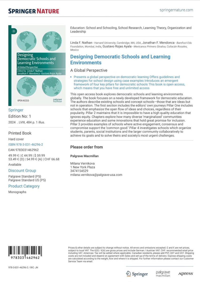 Gustavo Rojas Ayala (@gurarojas) on Twitter photo Después de 2 años de trabajo arduo, me complace compartir la publicación del libro Designing Democratic Schools and Learning Environments - A Global Perspective, que editamos junto a <a href="/lindanathan/">Linda Nathan</a> y Jonathan Mendonca (1/3) Después de 2 años de trabajo arduo, me complace compartir la publicación del libro Designing Democratic Schools and Learning Environments - A Global Perspective, que editamos junto a <a href="/lindanathan/">Linda Nathan</a> y Jonathan Mendonca (1/3)