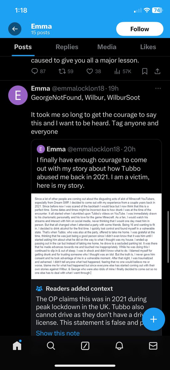 PokemonIsLuv's tweet photo. Thought I would post this before it gets deleted, here’s @emmalocklon18 FALSE, HORRENDOUS allegations about Tubbo. They are not sorry. They say it was a “social experiment“ https://t.co/y8Zq0QTtro