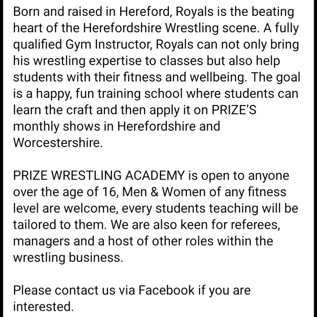 PRIZE_wrestling's tweet photo. PRIZE WRESTLING ACADEMY IS HERE!

Starting in HEREFORD Tuesday 2nd April! https://t.co/cq9moCE4zM