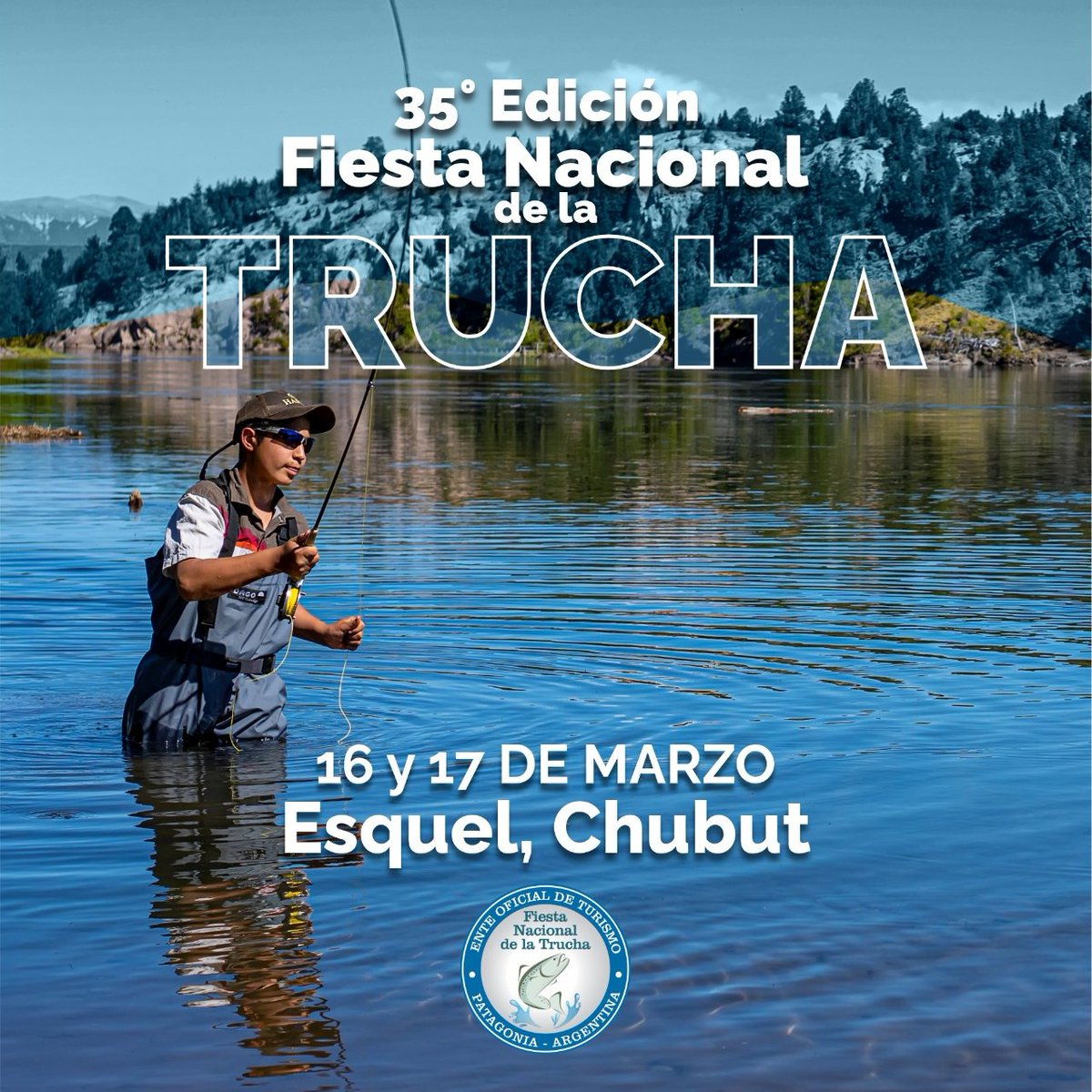 #Chubut  se prepara para la Fiesta Nacional de la Trucha 🎣

Acompañado del <a href="/EntePatagonia/">Ente Patagonia</a>, por ser la pesca deportiva un productos turísticos de la región. Será el 16 y 17 de marzo en Laguna Willimanco y Río Grande, espejos de agua cercanos a Esquel. <a href="/MinTuryAP/">Ministerio de Turismo y Áreas Protegidas Chubut</a>