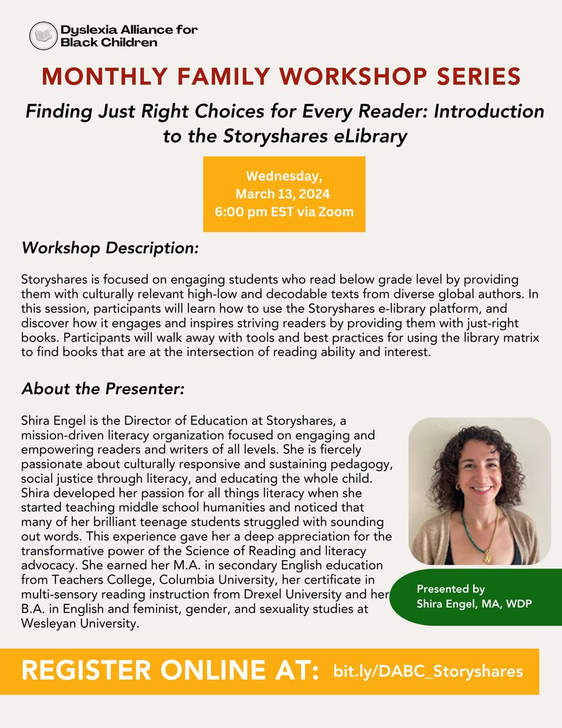Join Storyshares this Wednesday to learn about their e-library platform and gain tools and best practices for finding books at the intersection of reading ability and interest. Register here: l8r.it/5n3l