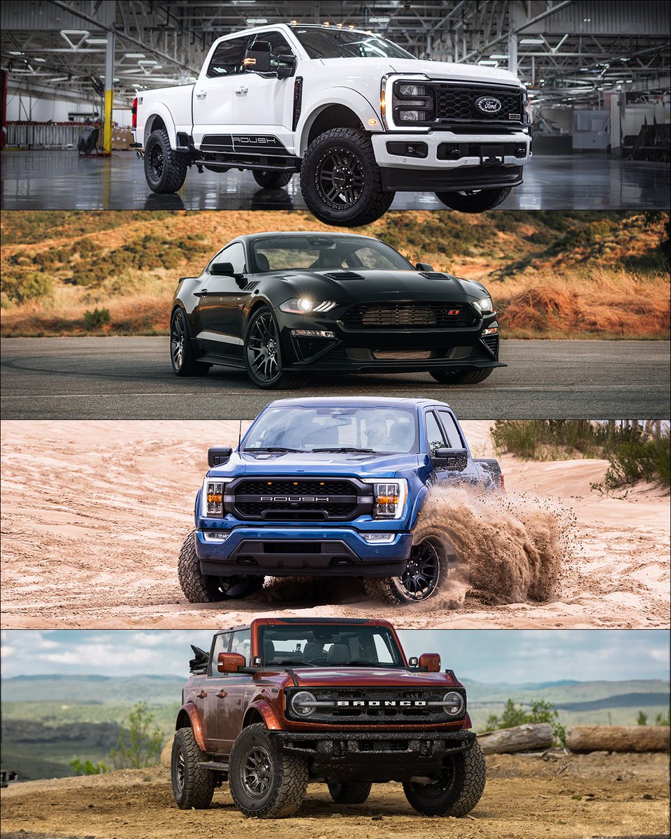 You can only pick one - which vehicle are you taking for a spin? Super Duty, Mustang, F-150 or Bronco R Series?

#RoushPerformance #MustangFanClub #TruckNation