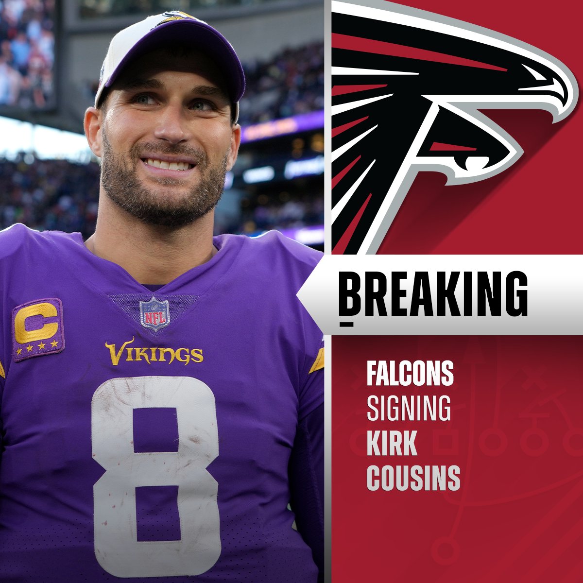 QB Kirk Cousins agrees to a 4-year deal with the Falcons. (via @MikeMcCartney7)