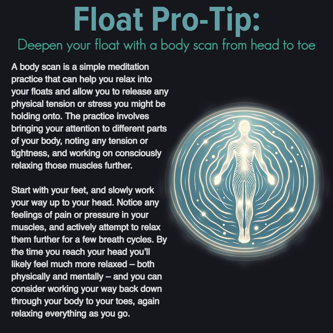 Float into a deeper state of calm by scanning your body for tension and consciously letting it go #floating #selfcare #mindfulness #rest #recovery #relax #meditation #veteranowned #ptsd #ptsdrecovery #selfcaretips #selfcaredaily #love #happiness #mentalhealth #healthyliving