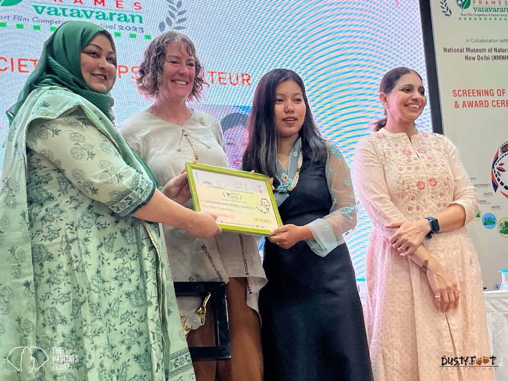 HabitatsTrust's tweet photo. #THTFilms | We're delighted to congratulate Seela Lepcha Abigail for winning the Runner-up award at the Green Frames Vatavaran - Short film competition and festival 2023 for her film 'Indigenous Seed Keeper,' part of the series 'Stories from the Ground: Northeast.' https://t.co/8EgUzVZb5b