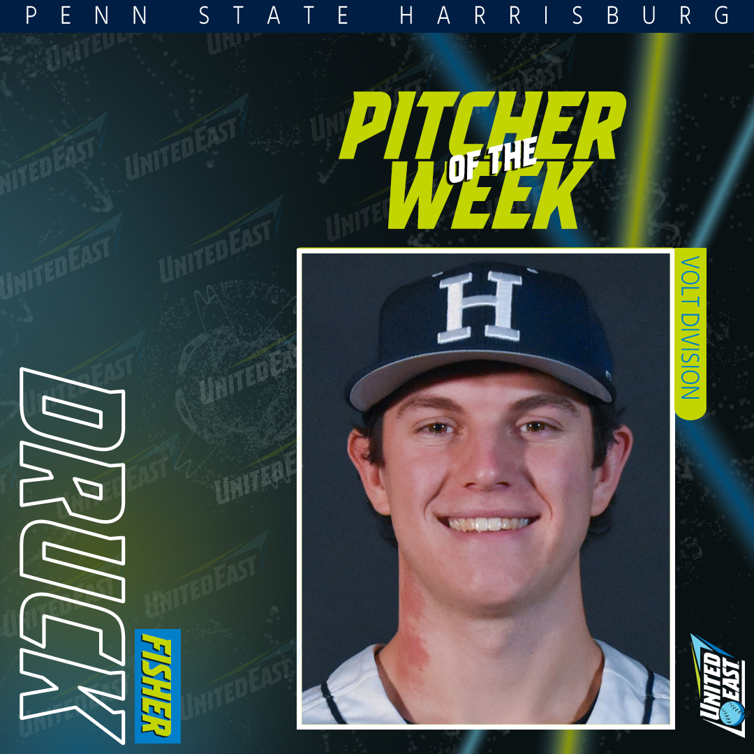 GoUnitedEast's tweet photo. Check out this week's United East Baseball Players of the Week! #RisingUnited #d3baseball

Volt Pitcher: Fisher Druck (PSH)
Volt Player: Blake Greenly (LBC)
Skye Pitcher: Zachary Nutley (ROS)
Skye Player: Tyler Warr (CAI) https://t.co/9IrKL97nas