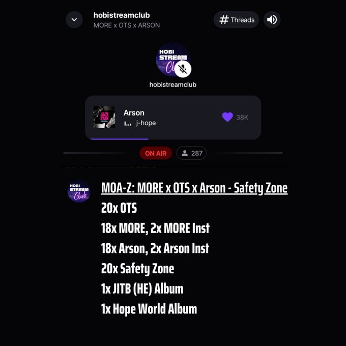hobistreamclub's tweet photo. SESSION 4 on Stationhead has started!
📻 https://t.co/wfy603F373
Continue tuning in with our sessions and share the channel link to your friends. Let's increase the streams! 💙
MORE x OTS x Arson - Safety Zone—https://t.co/lcH08tFHt0
#jhope #HSCLiveStream #HOPE_ON_THE_STREET https://t.co/9ZEtBNQiHb