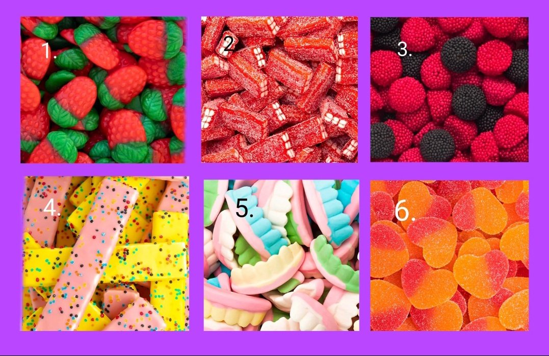 Concurso CHUCHERIL. Test de personalidad por la universidad de Vidalisa🤣. Elegid la chuche que más os guste y decidme si coincide. De entre todas las respuestas elegiré 3 ganadores que se llevarán esa chuche de <a href="/Vidal_Golosinas/">Vidal Golosinas</a>
Requisitos
Seguir a Vidal y a mí
❣️ y RT
Comentario