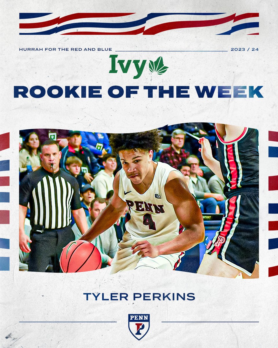 TYLER got his third Ivy Rookie of the Week award after going for 17 points and tying for team-high honors in rebounds (6) against the Tigers. Our new freshman scoring record holder, can't wait to see this young man's future wearing the Red and Blue! #Whānau | #FightOnPenn 🔴🔵🏀