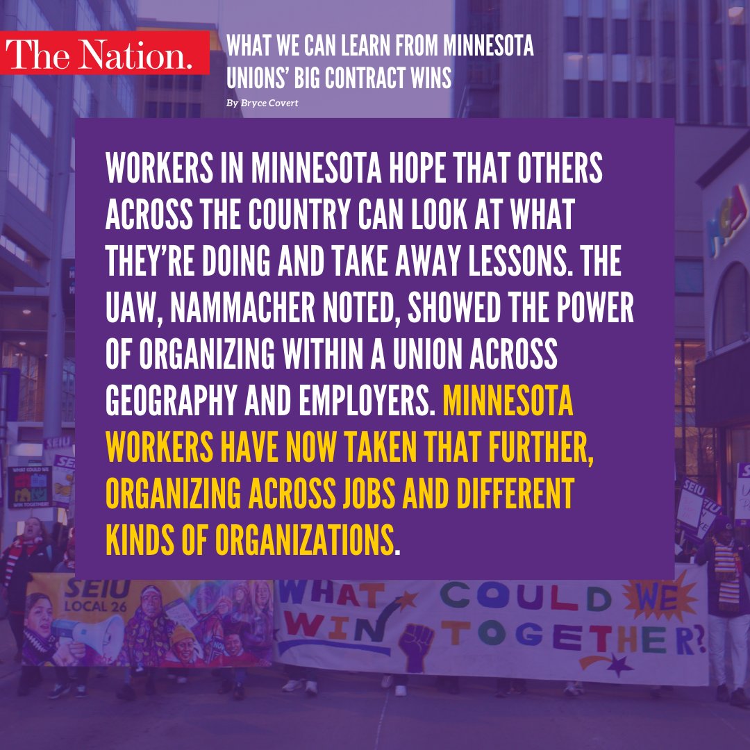 We came together across race, job sectors, and community orgs to deliver BIG WINS for workers! Imagine what we could do in the future by building on this success. Share this if you want to see the #WinTogetherMN model happen on a large scale!