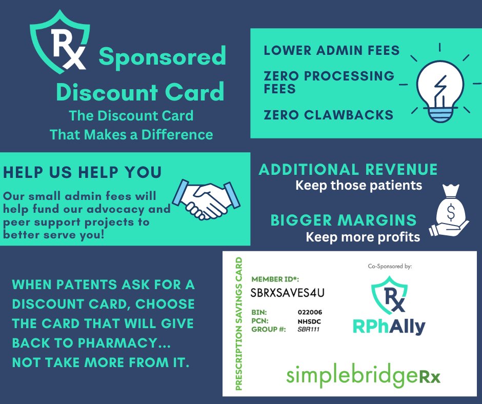 rph_ally's tweet photo. We are launching a prescription savings discount card to help fund our upcoming initiatives with advocacy and peer support. We want to capture a small piece of this market and turn some discount card profits into actual “GOOD.”
https://t.co/xFn8wJAZ1F https://t.co/hIH9o5ZOBK