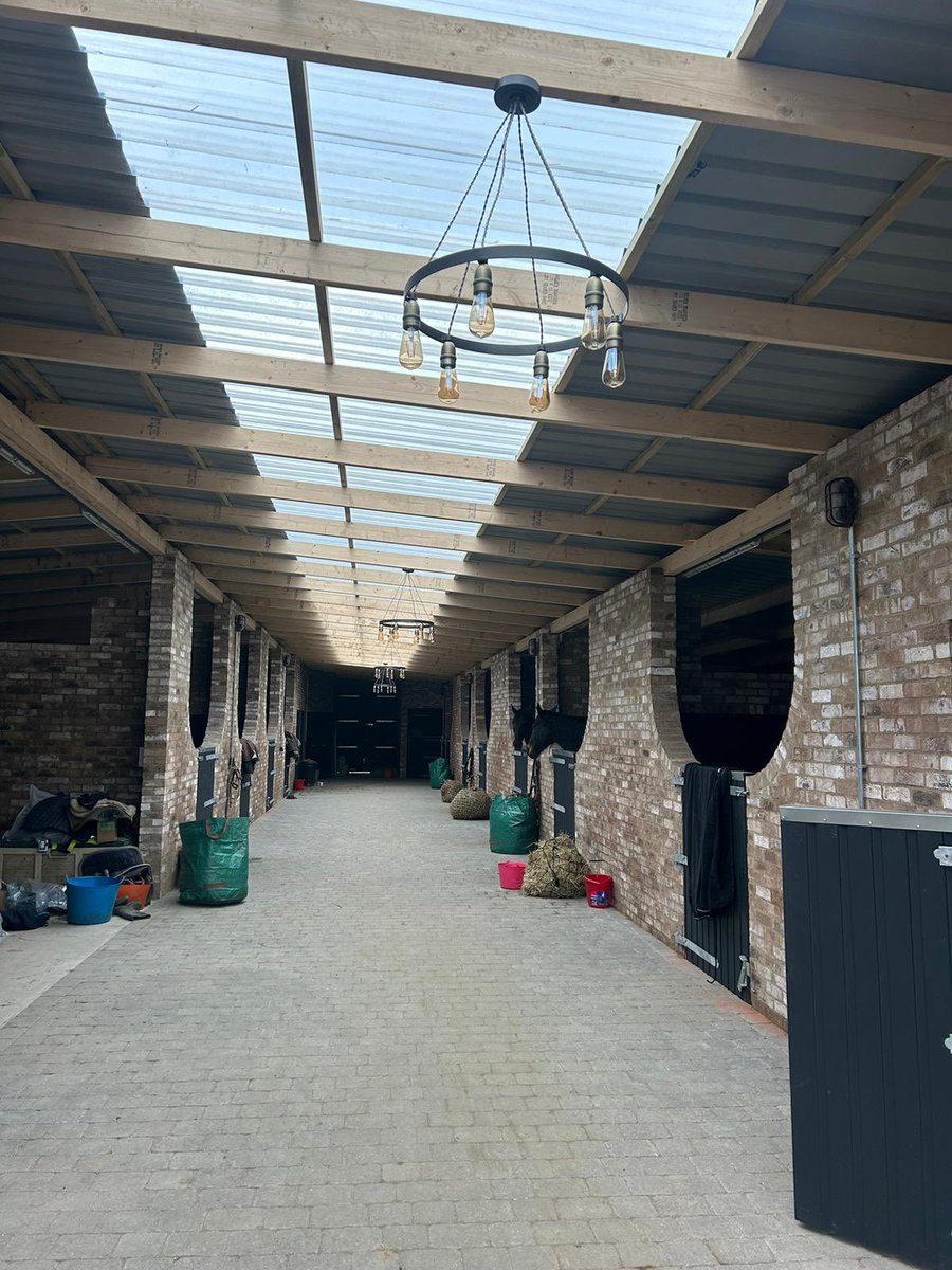 poultondecor's tweet photo. Another day with our equestrian friends at the stables for some of our team. All doors finished in Zinsser black Matt with masonry in the brick work. #AandP #sheffieldissuper https://t.co/t3bkfc7Aab
