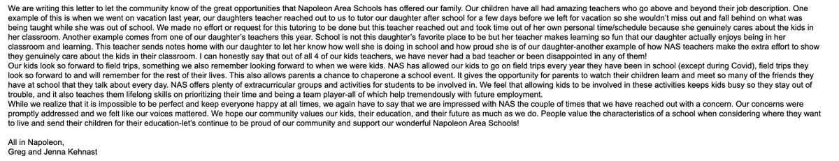 YESforNAS's tweet photo. Shoutout to Greg and Jenna Kehnast for supporting the upcoming levy! Their commitment to our kids' education and future resonates deeply. "We hope our community values our kids, their education, and their future as much as we do." #YesforNAS https://t.co/biBLit5Zu4