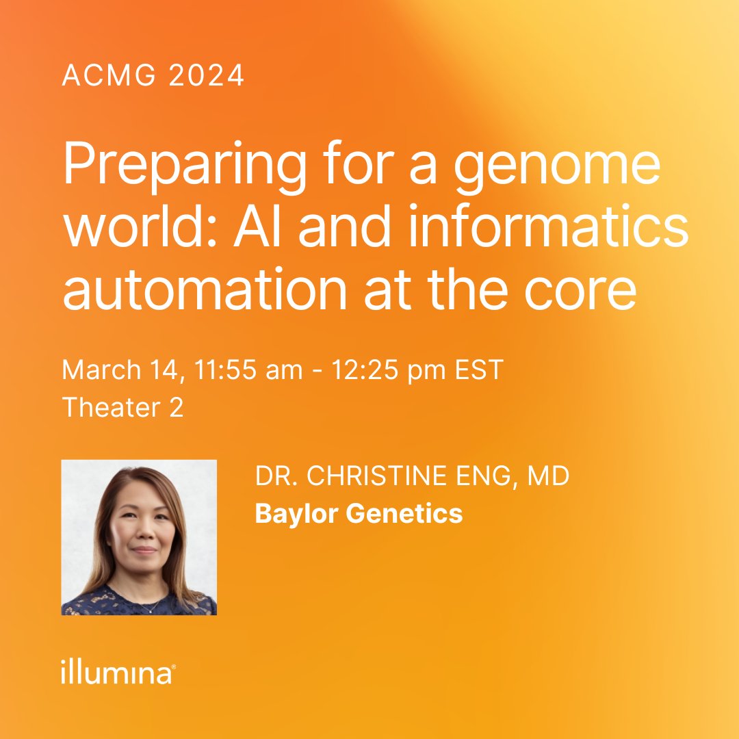 Discover the impact of AI and informatics automation.  Join us tomorrow, March 14  at Illumina’s ACMG Exhibit Theater to learn more. #ACMGMtg24 illumina.com/events/confere…