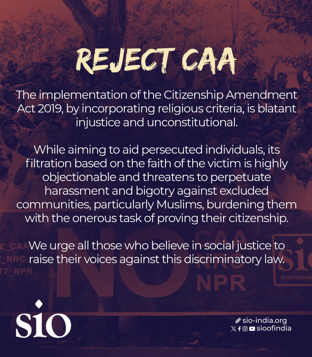 Withdraw CAA immediately, Save the Constitution From RSS.
#RejectCAA 
#CAARules
#CitizenAmendmentAct